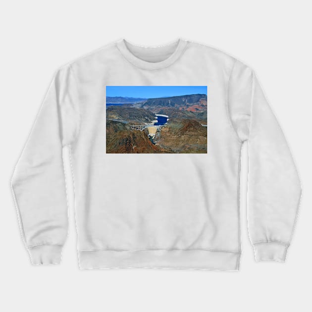 Hoover Dam Pat Tillman Bridge Arizona Nevada America Crewneck Sweatshirt by AndyEvansPhotos